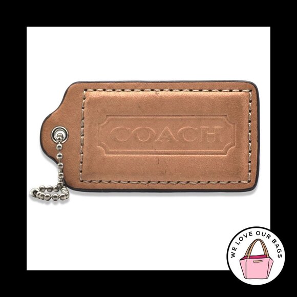 RARE 3" XL COACH Saddle Brown Leather Nickel Key Fob Bag Charm Keychain Hang Tag - Picture 1 of 1